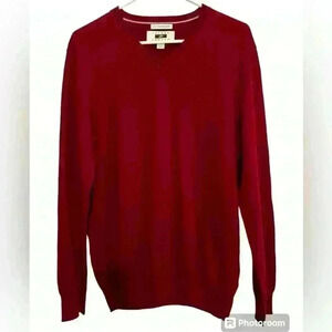 Joseph Abboud 100% Extra Fine Merino Wool V-Neck Red Sweater Men’s Size Medium